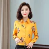 Coréen femmes chemises en mousseline de soie Blouses pour femmes à manches longues chemise bureau dame imprimer chemises hauts grande taille femme Floral Blouse XXXL 210308