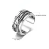 Starożytny srebrny warkocz wielowarstwowy zespół pierścień otwarty regulowany Crossover szerokie pierścienie Chunky Układy Mężczyźni Kobiety Dziewczyny Biżuteria Will i Sandy