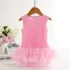 Katoen baby meisjes sling jurk met ruches rosset kant onesie tutu voor 1Y verjaardag baby peuters kleding outfit 210529