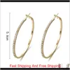 Boucles d'oreilles créoles de créateur de mode avec strass cercle simple boucle d'oreille grand cercle couleur or boucle boucles d'oreilles pour les femmes bijoux cadeau O4Vmw Im7R9