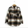 Vintage Kobiety Z Długim Rękawem Woolen Płaszcze Moda Damska Gruba Plaid Płaszcz Kobiet Streetwear Eleganckie dziewczyny Oversize Kurtka Chic 210607