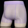 Slip Homme Sexy Sissy Brief Voir à travers l'huile Brillant Underpant Glossy JJ Open/Close Underwear Erotic String Homens Gay Penis Pouch Thongs