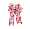 Christmas Tree Bows Red Cotton Linen Bowknot Ornaments for Wreath Window Holiday Indoor Outdoor Decorations SN2996