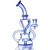 9 inches Recycler Glass Bong Tornado Hookah Recyable Dab Rigs Smoking water pipe bongs Heady Pipes Size 14mm joint with bowl or quartz banger