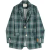 Bella Philosophy Frauen Frühling Zweireiher Karierten Blazer Vintage Weibliche Taschen Plaid Anzüge Jacke Casual Straße Outwears X0721