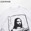 GONTHWID T-Shirts Lustige Jesus Gott Schlechter Freund T-shirts Streetwear Harajuku Hip Hop Cacual Baumwolle Tees Mode Kurzarm Tops C0315