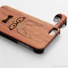 2021 Gros PC en bois naturel dur étuis de téléphone portable personnalisé sculpture laser logo antichoc pour iPhone 7 8 9 11 12 XS coque arrière