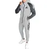 2021 novo outono e inverno jogging cor sólida cor sportswear + calças terno zíper hoodie hoodie calor moda casual wear g1217