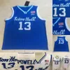 Seton Hall Myles Powell College Üniversitesi 13 Jersey Blue Beyaz% 100 Dikişli Basketbol Erkek Formaları