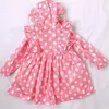 90-130cm de bolinhas amarelas/rosa Dots Child Princesa Capinho de chuva Roupa para crianças garotas garotas Baby Rain Coast