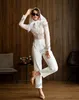 2022 Fashion Wedding Dresses Sheer Long Sleeve Lace Top Bridal Gowns Pant Suit for Weddings vestido de novia