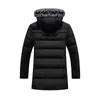 Vinter Mid Längd Jacka Parkas Mens Varm Tjockad Coats Koreansk Bomull Slank Hooded Outwear Men Casual Padded Jackets 211206
