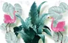 Fonds d'écran Milofi Personnalisé 3D Papier Peint Mural Nordique Petites Plantes Tropicales Fraîches Flamingo Salon Chambre Fond Décoration Murale Douleur