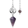 Sete Chakra Stone Addination Dowsing Cone Point Yoga Pendulum Pingente Amuleto Wicca Pendulo Meditação para Homens Mulheres