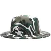 와이드 브림 모자 2021 Fedora 여성 남성 위장 캐주얼 재즈 모자 인쇄 럭셔리 야외 공식 드레스 Felted 모자