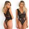 Jumpsuits femininos Macacão Goocher v Neck Lace Full Lace Sexy Cross Bodycon Strappy Plumun Bodysuit Clubwear Mulheres Sem Mangas Chic Temping Romp