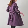 معاطف الخندق النسائي للسيدات الخريف للأزياء الرياح Women Women Slim Coat الأنيقة المنقولة بدورانها مزدوجة الصدر السيدات غير الرسميين في منتصف فترة طويلة