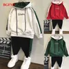 Costume de bébé printemps automne enfants garçons vêtements ensembles décontracté sport hauts sweats à capuche costumes costumes coton à manches longues enfants vêtements G0119