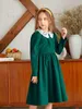 Robe à col Claudine en dentelle guipure contrastée pour fille SHE