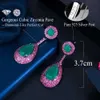 Cwwzircons Micro Pave Pink Cubic Zirconia Green Emerald Dangle Water Drop Silver Engagement Party Earring for Women CZ868 2106246870672