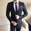 Ceketler + Pantolon / 2019 Yeni High-end Marka Damat Gelinlik Resmi Suit 2 Parça / Erkek Katı Renk Ince Iş Rahat Takım Elbise X0909