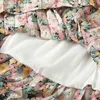 Tigena Vintage Pläterad Maxi Skirt Kvinnor Mode Sommar Casual Holiday Floral Print Chiffon High Waist Long Kvinna 210621