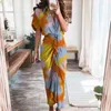 Casual Jurken Vrouwen Zomer Elegante Knop Ruches Bandage Shirt Jurk Mode Korte Mouw Effen V-hals Strand Maxi