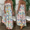 Sommarkvinnor StrapleLess Bandeau Lång Maxi Klänning Blommigtryck Beach Boho Tube Sundress Sexiga Ärmlös Baklösa Klänningar Fema 210623