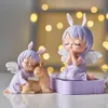 Cute Angel Figurines Resin Girl Statue Mini Garden Accessories Christmas Decorations Modern Home Decor Children Bedroom Decor 210811