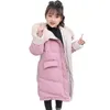 Jackor Girls Long Coat Parka Tjock Varm Girl Cotton Padded Children's Jacket Winter Clothing