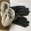 Luvas de couro de alta qualidade e tela sensível ao toque de lã, cabelo de coelho, resistente ao frio, dedos de pele de carneiro quentes4957271