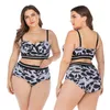 costume da bagno plus size bikini set bikini a vita alta 4XL costumi da bagno di grandi dimensioni donna Retro stampa push up bikini Beach Wear 100 kg 210305