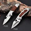 Partihandel F113 Pocket Folding Kniv 3CR13mov Satinblad Trähandtag EDC Nyckelring Knivar Utomhus Små Camping Kniv Gratis Frakt