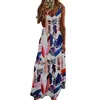 Casual Dresses Summer Women Sexy V Neck Dress Ladies Fashion Floral Print Boho Beach Evening Party Sundress Loose Long