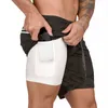 Mens 2 In 1 Running Shorts Security Pockets Leisure Shorts Quick Drying Sport Shorts Built -In Pockets Hips Hiden Zipper Pockets