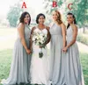 Plus Size Cheap Different Mixed Style Bohemian A Line Bridesmaid Dresses Chiffon Country Style Wedding Party Guest Maid of Honor Gowns