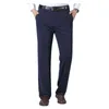 Grube proste spodnie robocze męskie spodnie biurowe formalne czarne Plus rozmiar niebieskie elastyczne biznesowe rozciągliwe duże 44 48 50 52 męskie noszenie 21266n