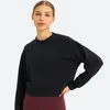 L-122 Mulheres Hoodies relaxado ajuste camisolas Yoga roupas de algodão puro outono e inverno tops casaco jaqueta de lazer manga longa camisas