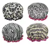 Bonnets de bain et de douche imperméables, motif à la mode, PEVA, Double couche, pour femmes, protection des cheveux, shampoing, chapeau anti-fumée, réutilisable