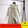 Mode féminine coupe-vent en vrac longue Trench-Coat ceinture décontractée et tempérament mince vêtements d'automne 211118