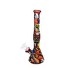 Hookah 11.8'' height Printing Silicone Bong water Pipe Printed colorful Beaker Design smoking pipes