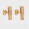 luxury- Designer Brand Twisted CZ Diamond Stud Temperament 18K Gold Earrings Bijoux For Women Lady Famous Jewelry Party Wedding Lovers Gift