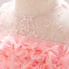 Cute Lace Flower Tulle Christening Princess Toddler Birthday Party Baby Girl Ball Gown Dress Newborn Children Baptism 1 Year G1129