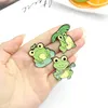 Grenouille fraise mignon drôle broches broches pour femmes hommes enfants dessin animé Animal métal Badge sac Denim décor accessoires