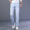 Autumn Men's Loose Straight Stretch Jeans Fashion Casual Classic Style Cotton Denim Sky Blue Pants Male Brand Trousers 210716