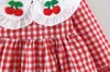 (4 stuks / partij) 2021 Nieuwe Collectie Plaid Patroon Baby Girl's Jurk 011102 Q0716