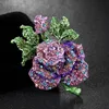 Pins, Brooches Arrival Blue Colorful Rose Flower For Women Christmas Gifts Perfect Enamel Hijab Accessory Rhinestone Pins Brooch