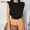 Missakso Summer Women Blouses Basic Sleeveless Female Loose O Neck Black White Tops Casual Solid Shirt 210625