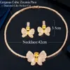 Korzywiastegrares Gorgeous Yellow Cubic Cyrkonia Big Butterfly Kolczyki Naszyjnik Wedding Bridal Jewelry Set dla Brides Bijoux TZ608 H1022