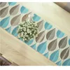 Fashion Modern Table Runner Linen Cotton Leaf Jacquard Cloth With Tassels Printed Decor Cushion Cover 210708